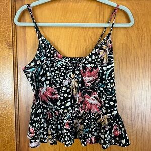 Black tank top with colorful flowers - size M